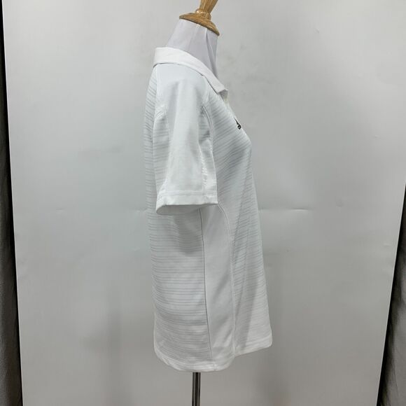 Adidas Ironwood Girls Golf AdiSelect Polo Shirt Womens L White Striped Climalite - Picture 4 of 12